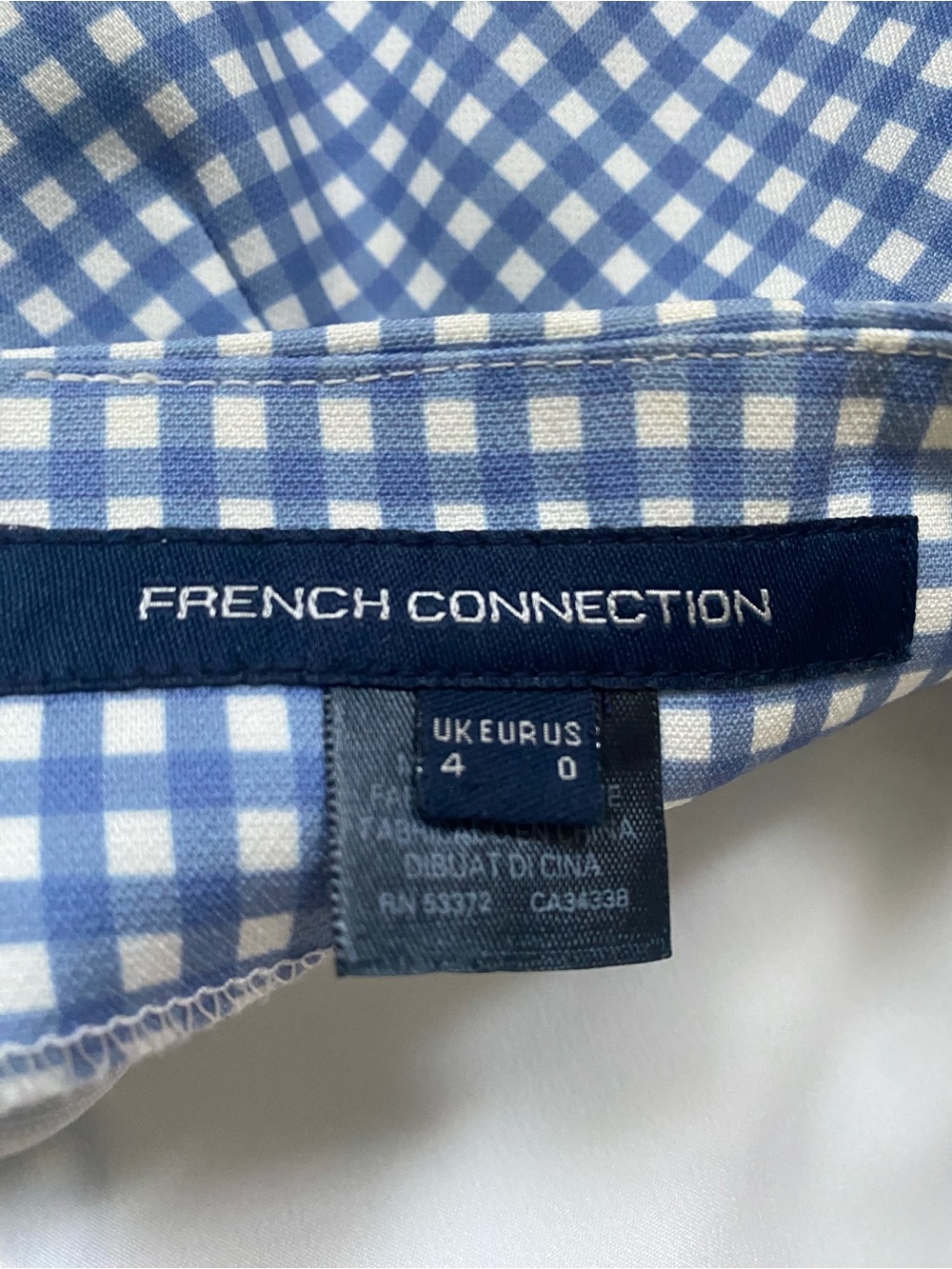 French Connection Light Blue and White Gingham Mini Dress - Picture 3 of 4